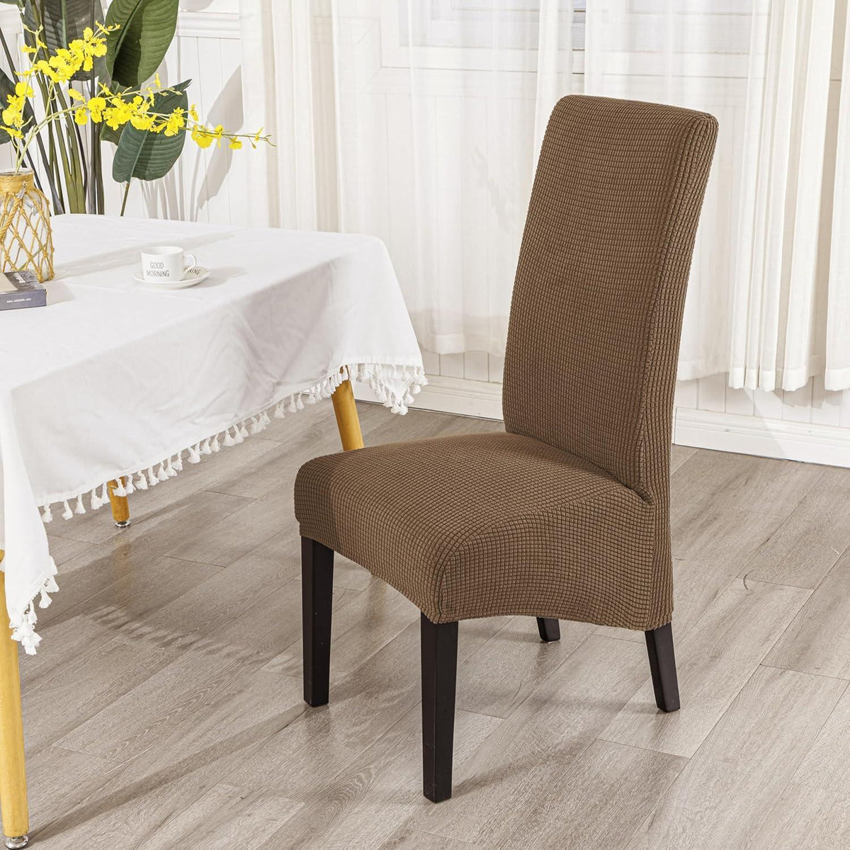 Stretch Stuhlhussen Groß – 6er Set Coffe