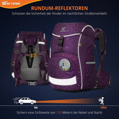 Schulranzen Set 5-teilig für Jungen Mädchen – Lila Schulstarter Set