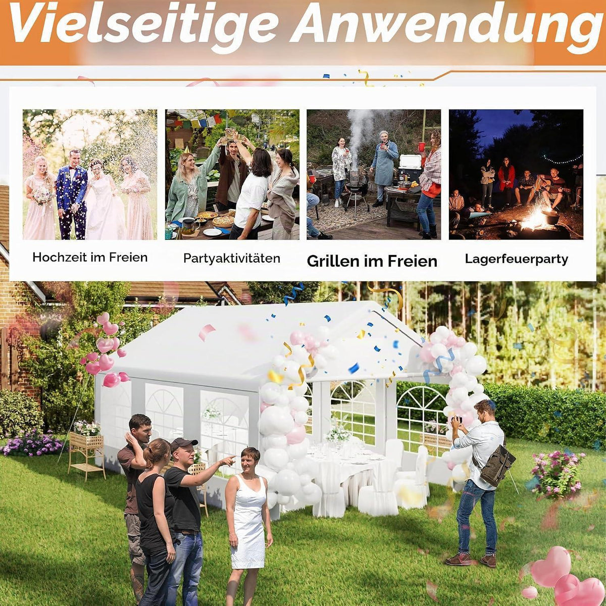 4x6m Partyzelt mit Seitenwänden – Wasserdicht & Stabil