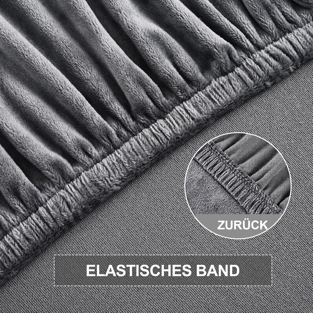 Stretch Samt Stuhlhussen Set - Grau, 4er Pack, Large