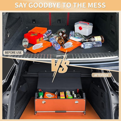 Kofferraum Organizer mit Deckel – 60L Faltbare Aufbewahrungsbox Orange