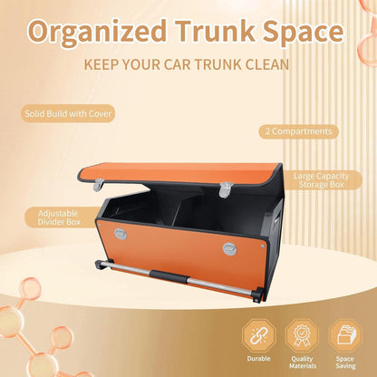 Kofferraum Organizer mit Deckel – 60L Faltbare Aufbewahrungsbox Orange