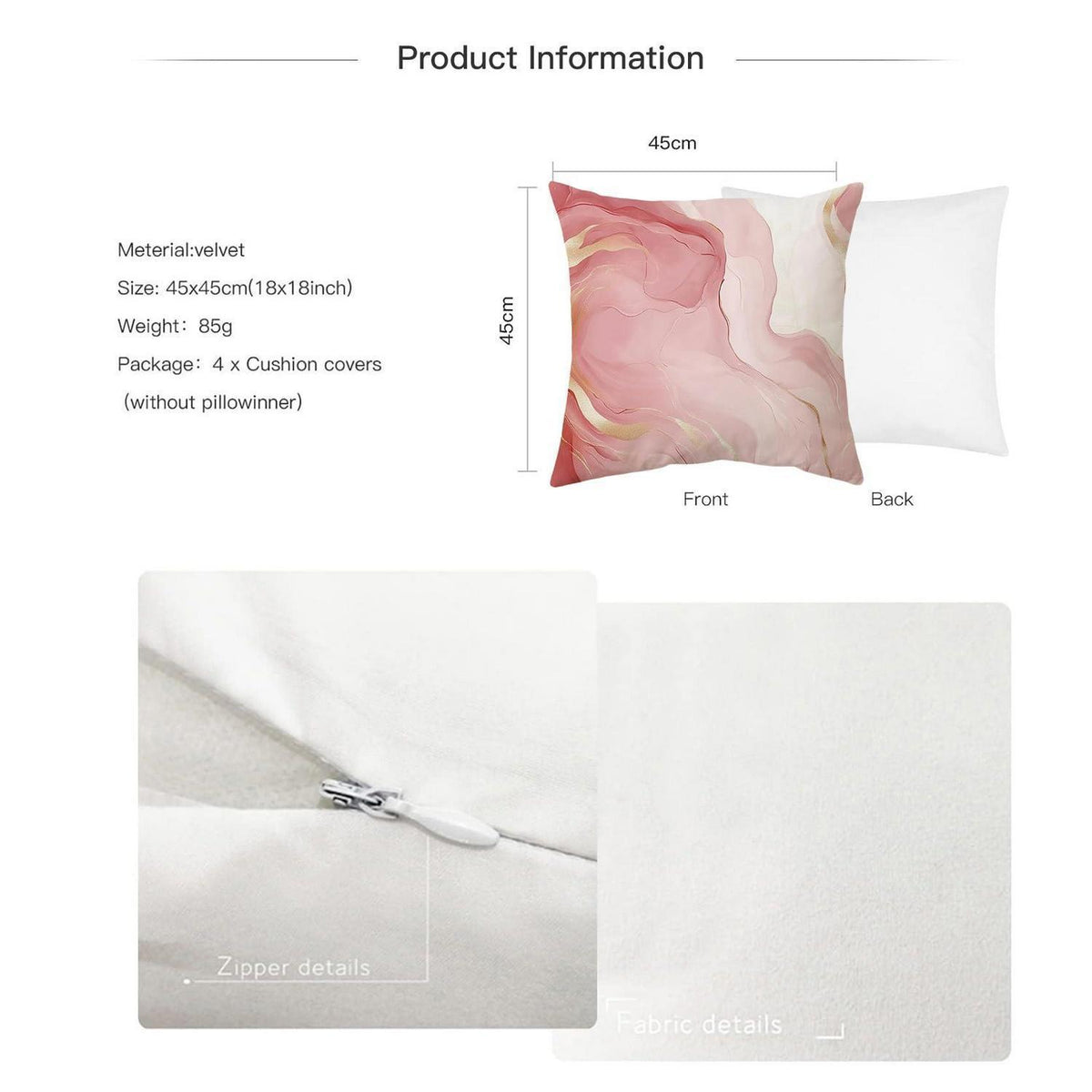 4er Set Kissenbezüge 45x45 Rosa – Modern & Weich