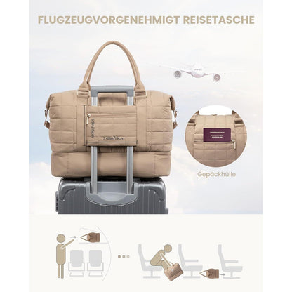 Reisetasche Damen Groß mit Schuhfach & Nassfach, Khaki