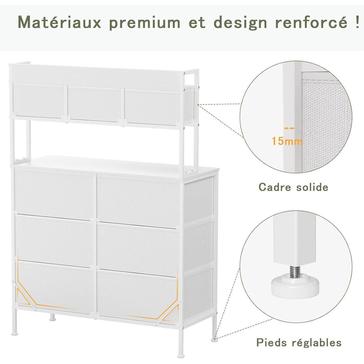 Kommode mit 9 Schubladen – Schlafzimmer Möbel Weiß
