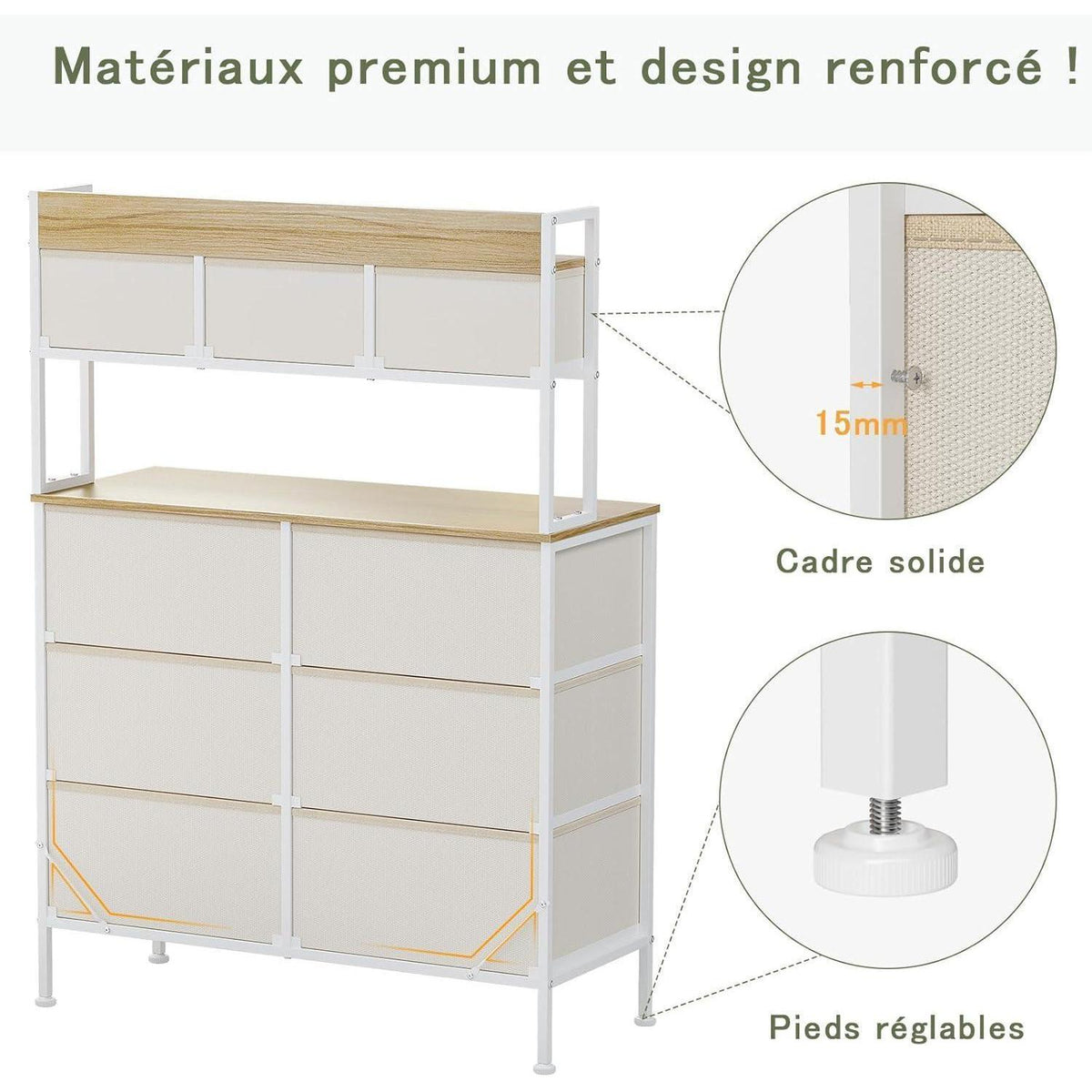 Kommode mit 9 Schubladen – Schlafzimmer Möbel in Beige