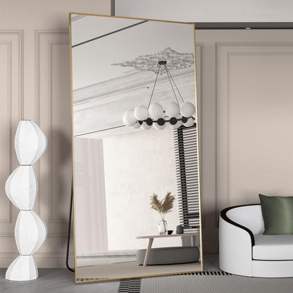 Ganzkörperspiegel 198x96cm mit Ständer – Großer Standspiegel Gold