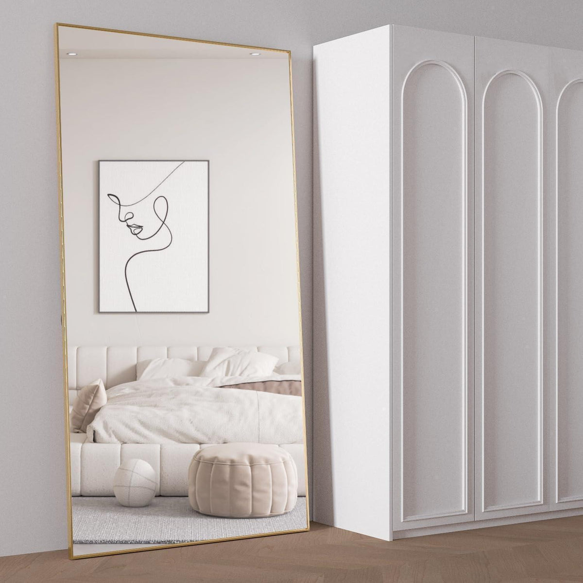Ganzkörperspiegel 198x96cm mit Ständer – Großer Standspiegel Gold