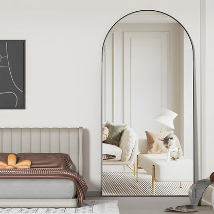 Gewölbter Ganzkörper Spiegel 193x86cm – Stehend/Hängend Schwarz