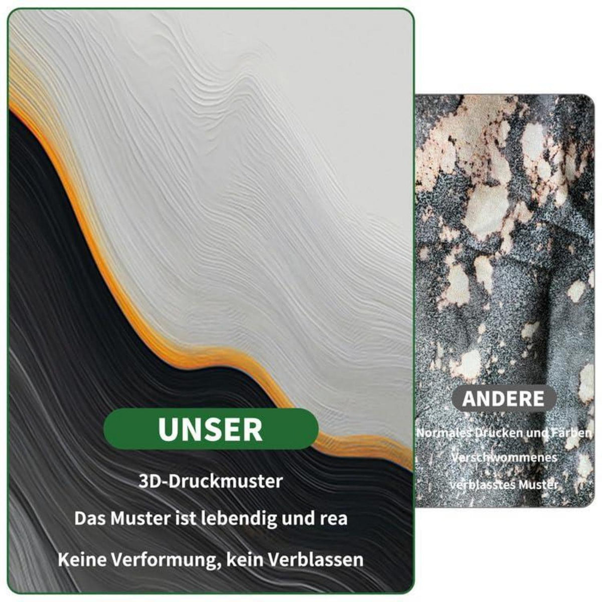 Marmor Bettwäsche Set Grau Gold 135x200cm - 3D Effekt & Luxus
