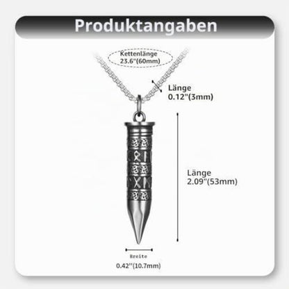 Herren Wikinger Halskette mit Patronenhülse & Runen