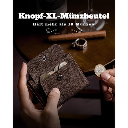 Geldbörse Herren Airtag mit XL Münzfach & RFID Schutz Braun