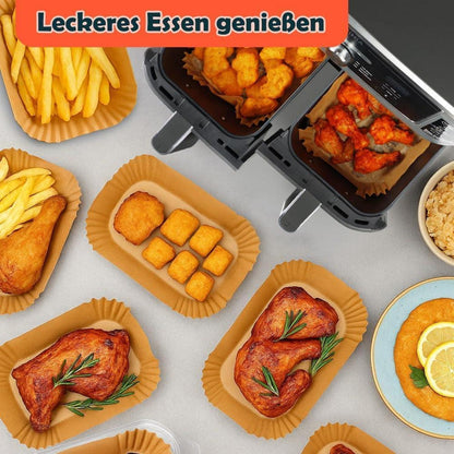 Backpapier für Heißluftfritteuse – 220 Stück, Dual Zone