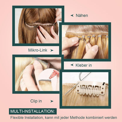 Echthaar Tressen Braun Blond Highlight #P8/60 50cm