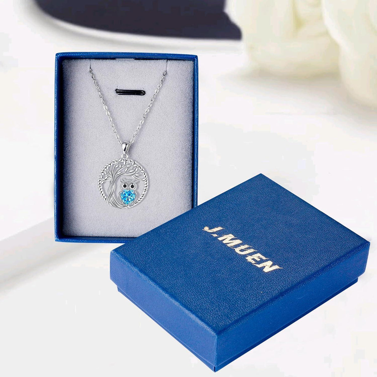 Lebensbaum Halskette 925 Sterling Silber mit Herz Zirkonia
