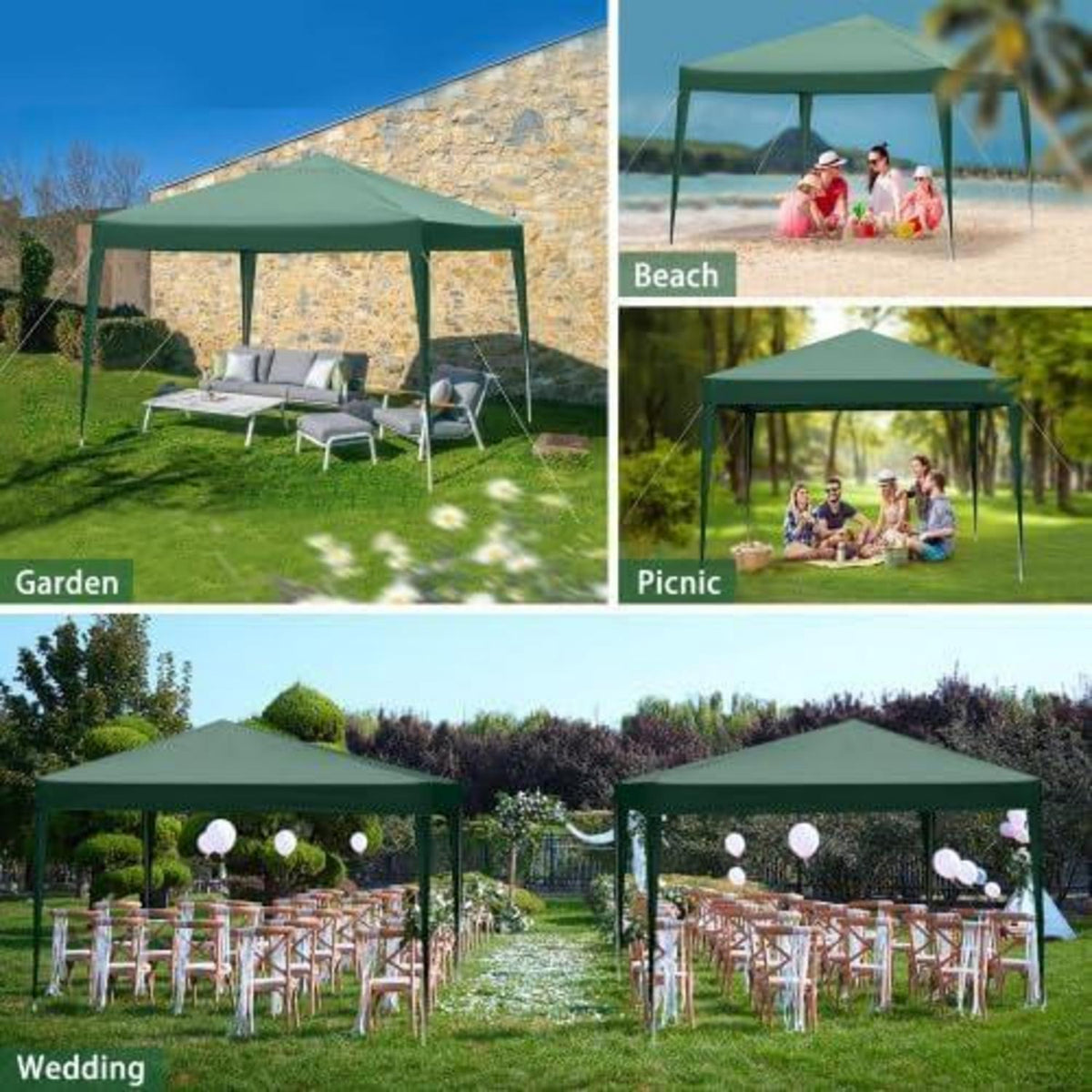 3x3m Gazebo – Wasserdicht, UV-Schutz für Garten & Events