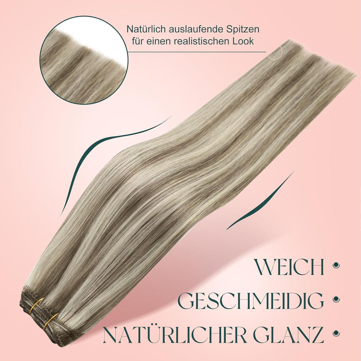 Echthaar Tressen Blond – Remy Menschenhaar 60cm #P8/60