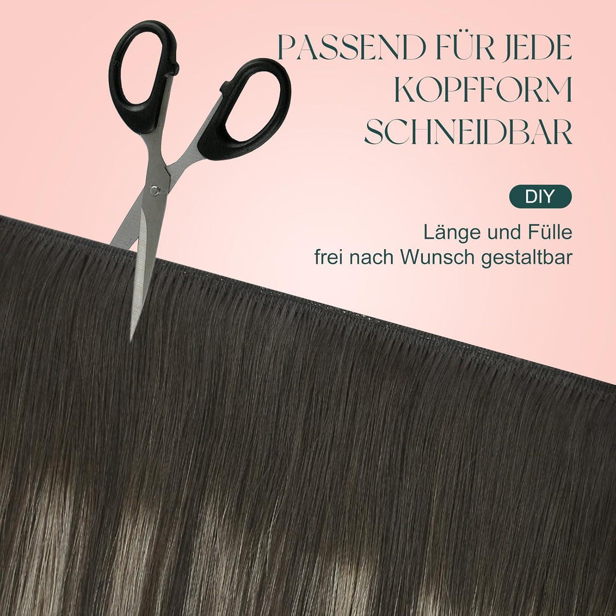 Echthaar Tressen Ombre Dunkelbraun Balayage 55cm