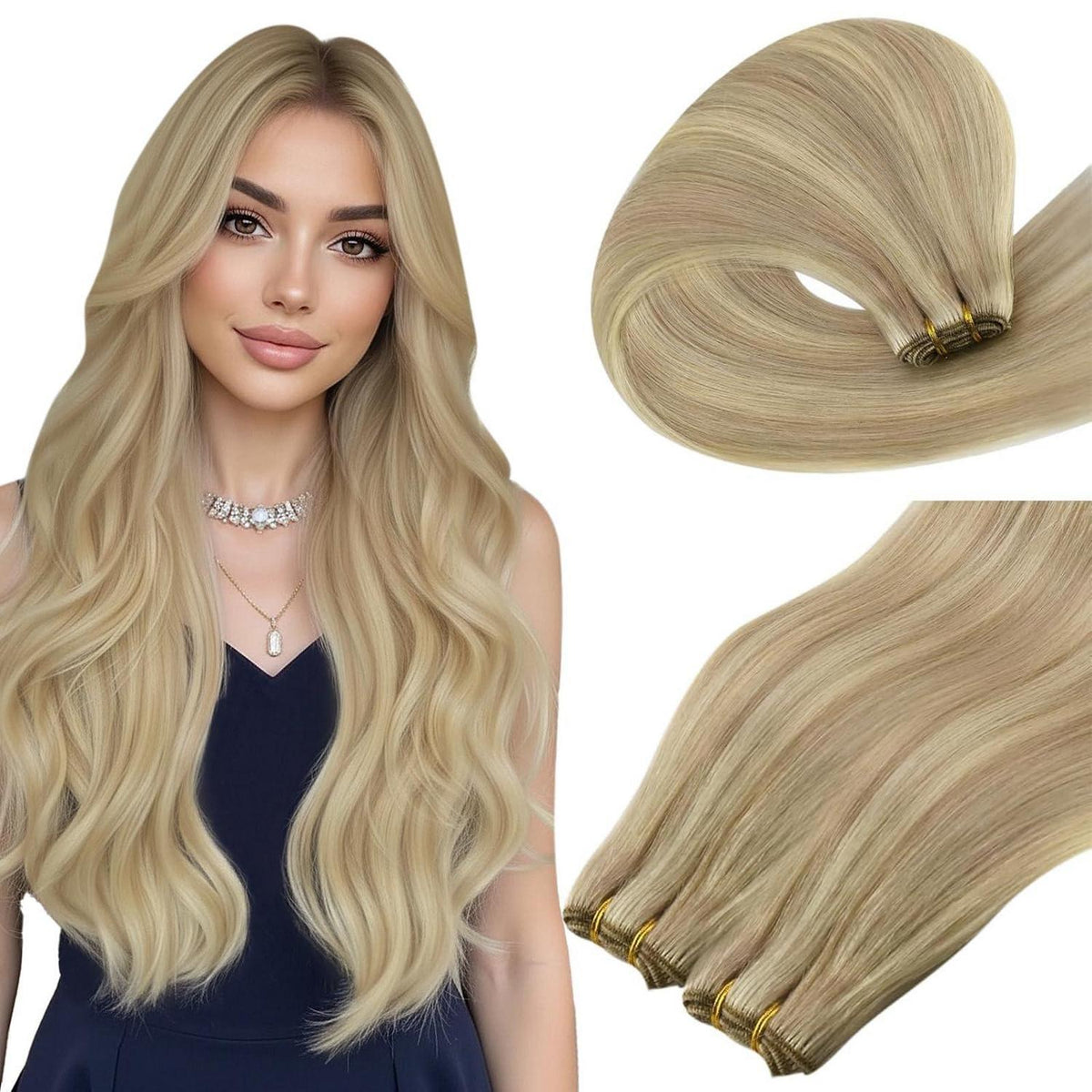 Echthaar Tressen Blond – Einnähen für Volumen (40cm, 100g)