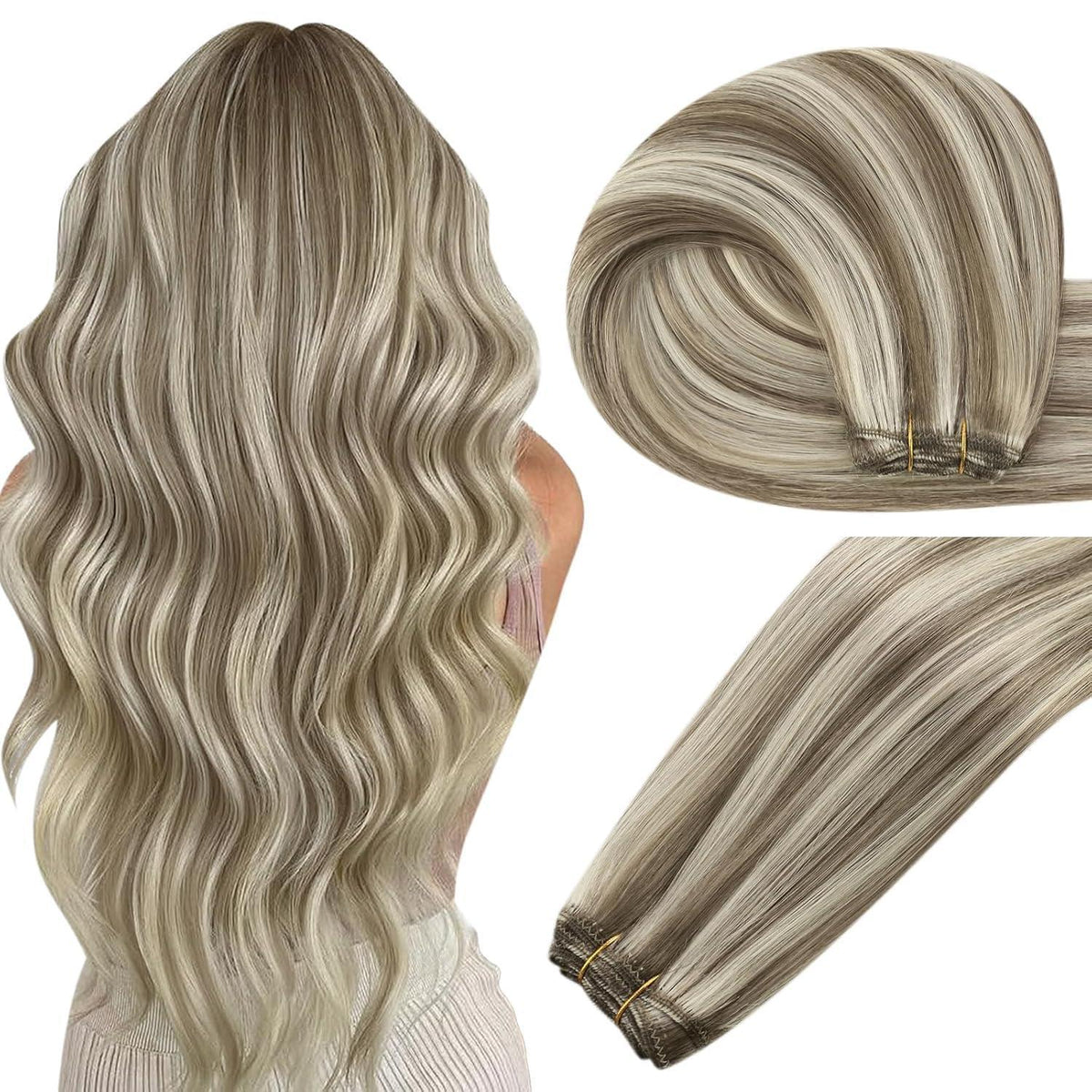 Echthaar Tressen Blond Highlights #P8/60 – 30cm Remy