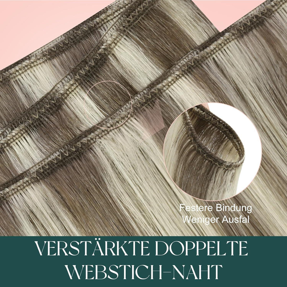 Echthaar Tressen Blond Highlights #P8/60 – 30cm Remy