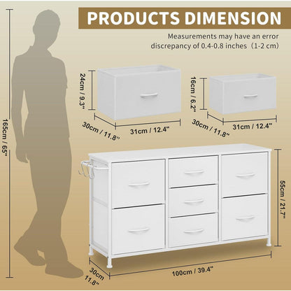 Flur Kommode mit 7 Schubladen - Industrial Design Weiß 100x30x55cm