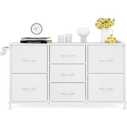 Flur Kommode mit 7 Schubladen - Industrial Design Weiß 100x30x55cm
