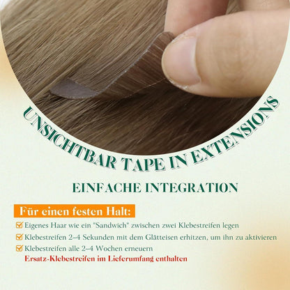 Echthaar Tape Extensions Braun Balayage Ombre 55cm