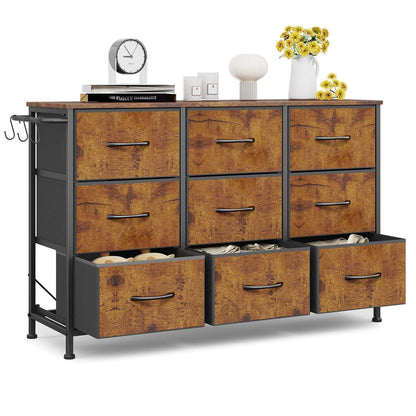 Flur Kommode mit 9 Schubladen – Rustikal Braun 100x30x65cm