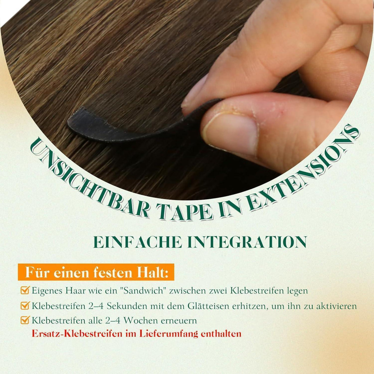 Echthaar Tape-in Extensions Ombre Braun Dunkelbraun