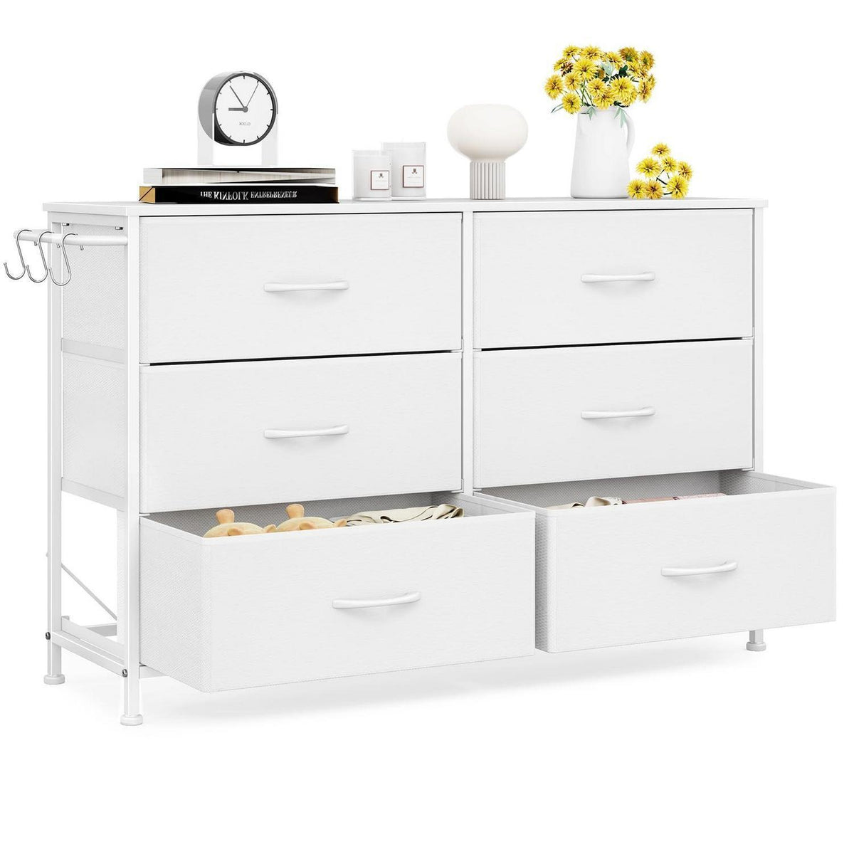 Flur Kommode mit 6 Schubladen – Industrial Design Weiß 100x30x65cm