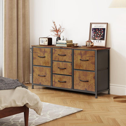 Flur Kommode mit 7 Schubladen – Rustikal Braun 100x30x55cm