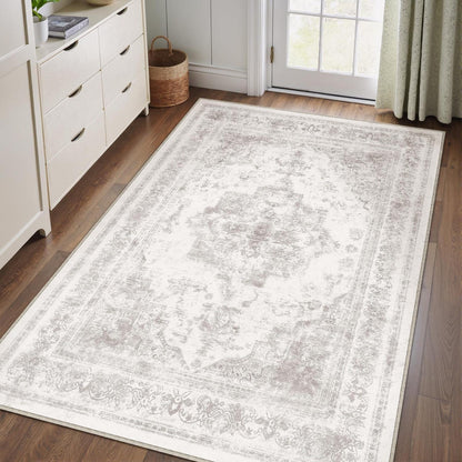Vintage Grau Teppich Wohnzimmer 150x210cm Waschbar