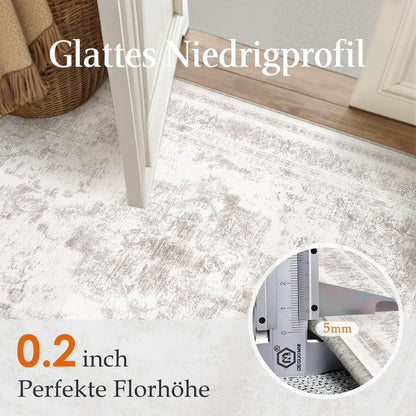 Vintage Grau Teppich Wohnzimmer 150x210cm Waschbar