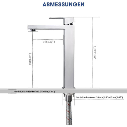 Waschtischarmatur Edelstahl Hoch, BuntHaus Einhebelmischer