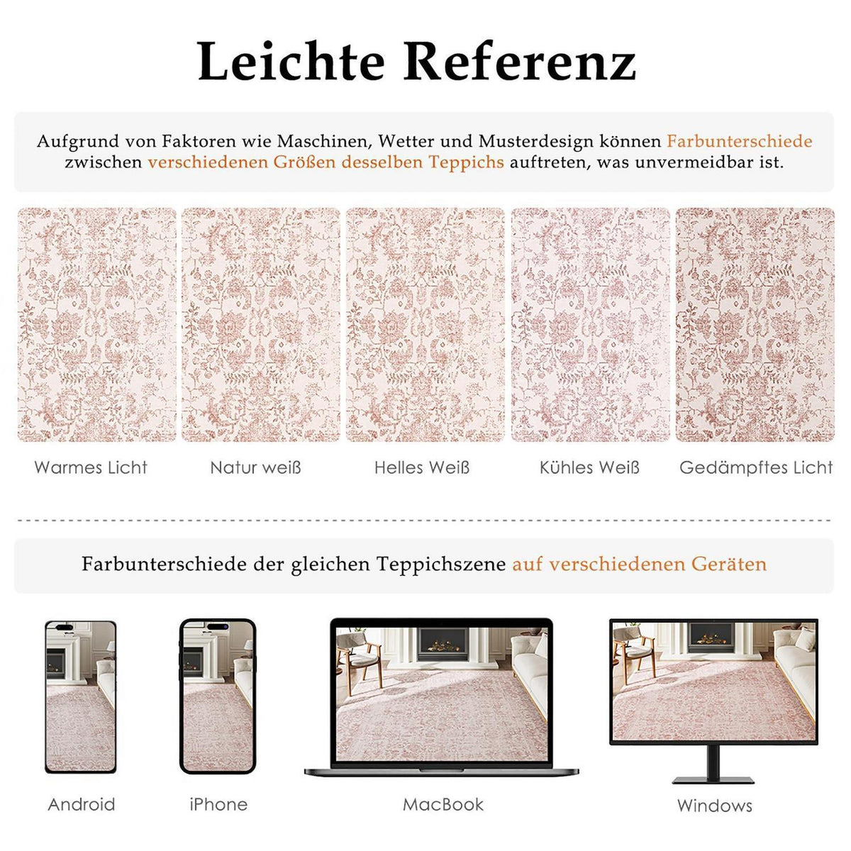 Vintage Rose Teppich 240x300cm Waschbar Wohnzimmer Teppich