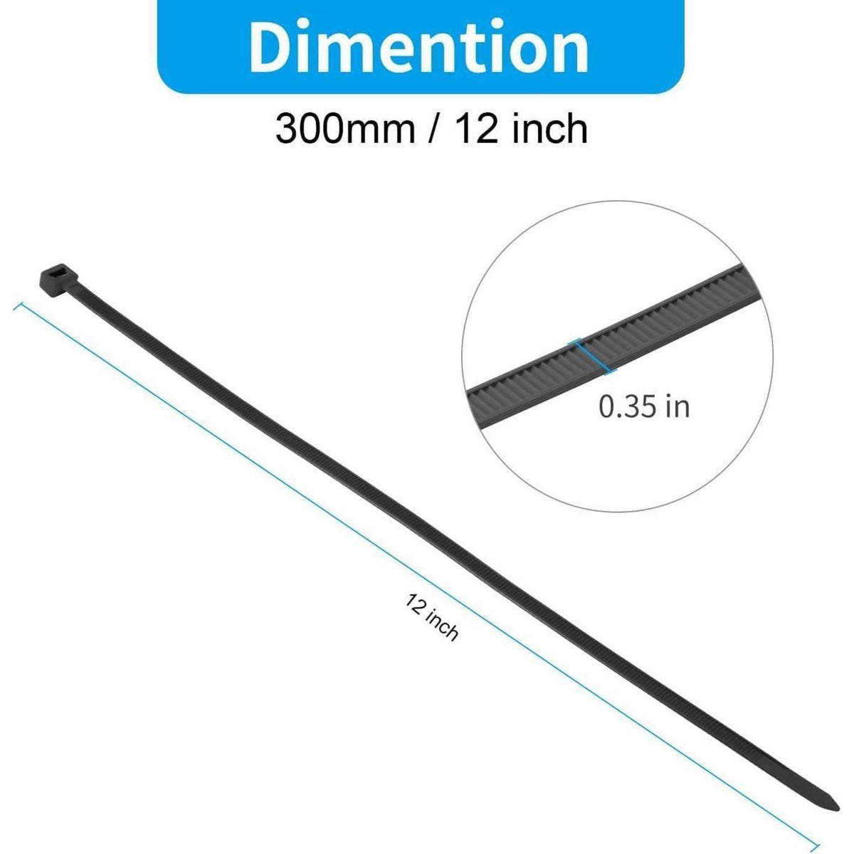 Robuste Kabelbinder 30,5 cm – 500er Pack Schwarz