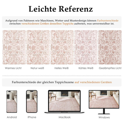 Vintage Rose Läufer Teppich 60x180cm Waschbar & Rutschfest
