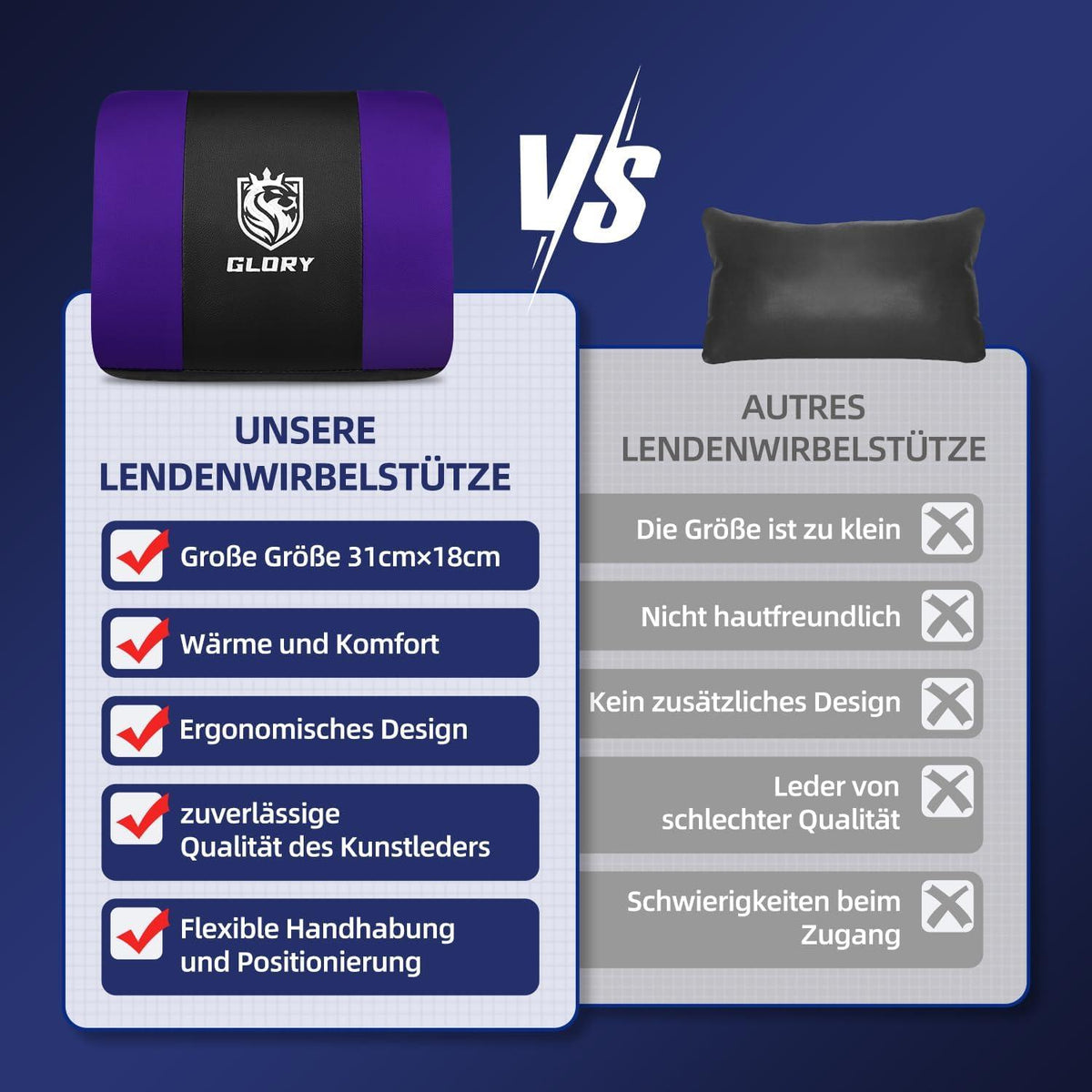 Ergonomischer Gaming Stuhl Bürostuhl mit Fußstütze Lila 150kg