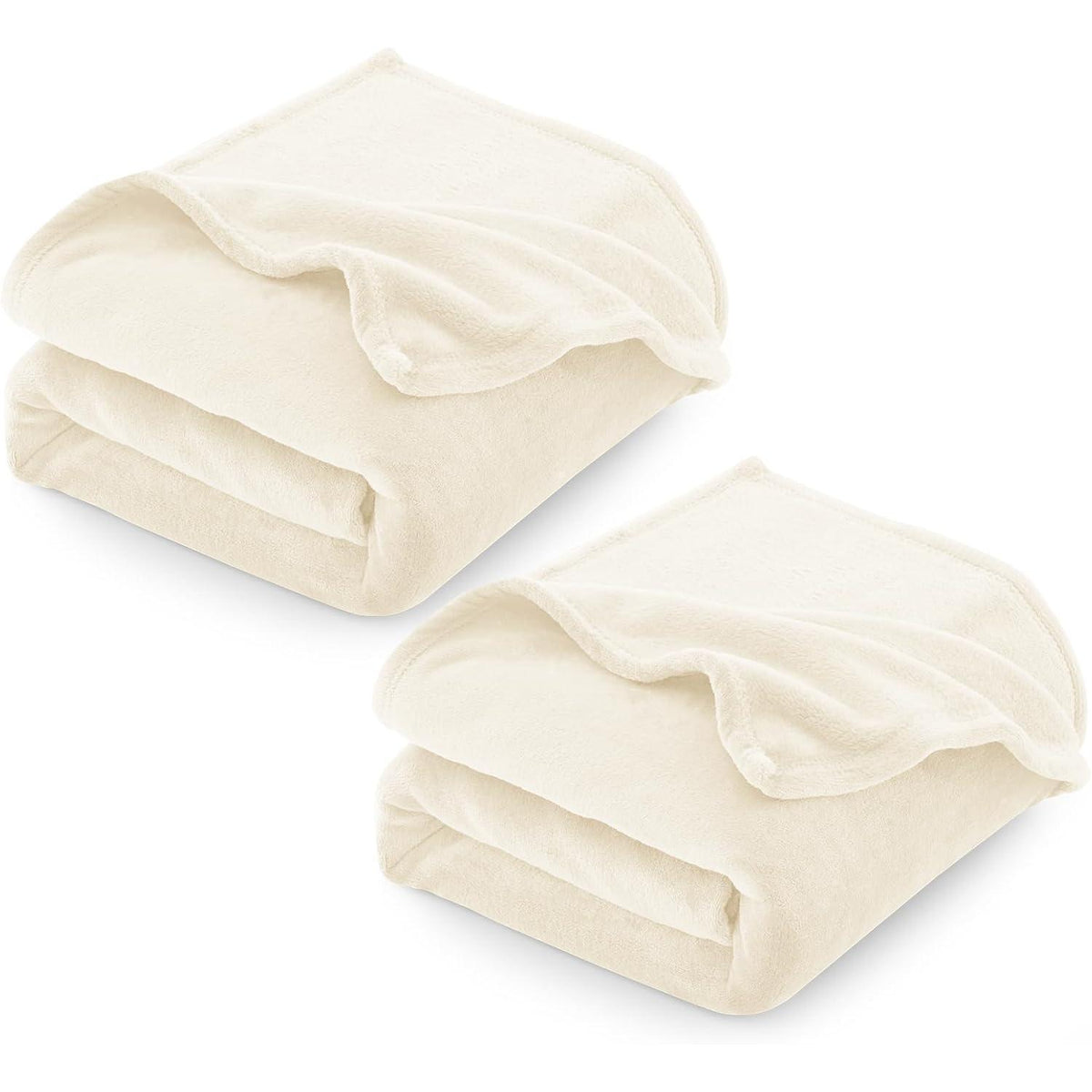Kuscheldecke 2er Set 150x200 cm Creme Flanell Weich & Warm