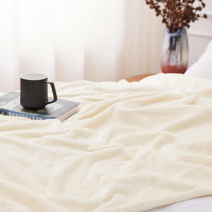 Kuscheldecke 2er Set 150x200 cm Creme Flanell Weich & Warm