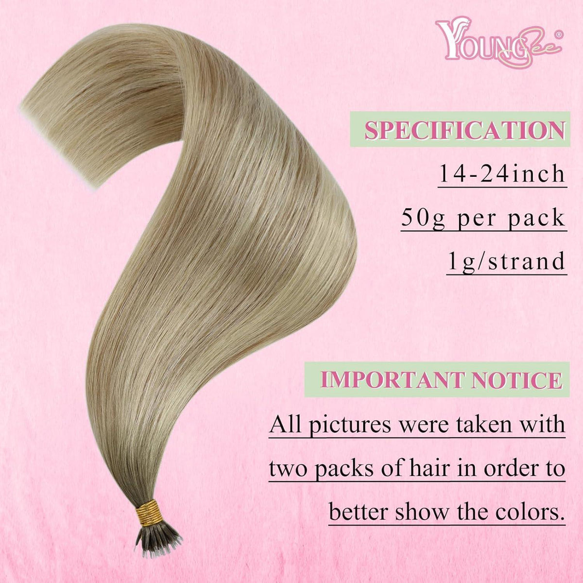 Echthaar Nano Extensions Ombre Aschblond 40cm