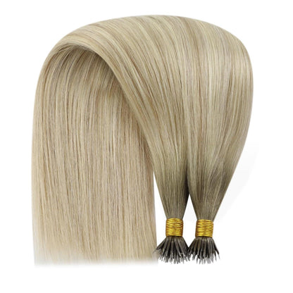 Echthaar Nano Extensions Ombre Aschblond 40cm