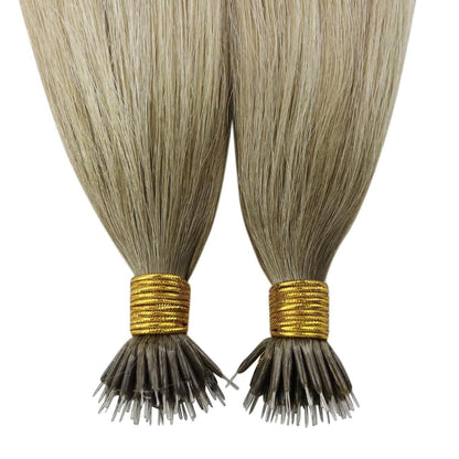 Echthaar Nano Extensions Ombre Aschblond 40cm
