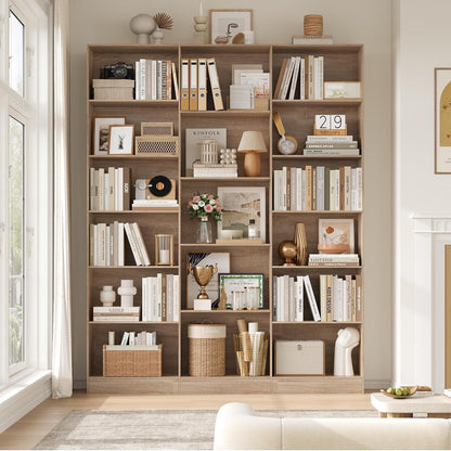Bücherregal 188 cm mit 17 Fächern | Eiche | Standregal & Aufbewahrung