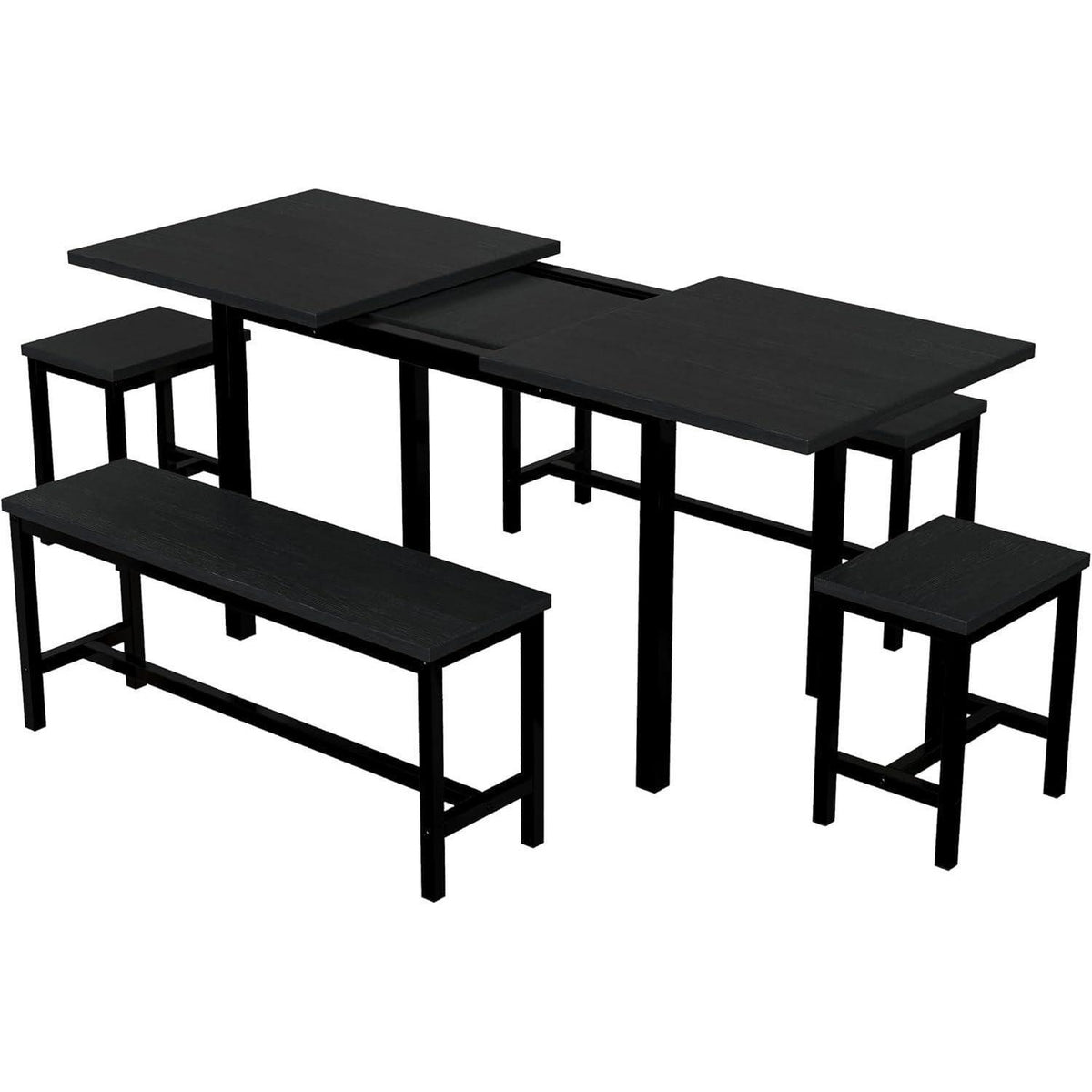 Ausziehbarer Esstisch Set mit 4 Stühlen – 160x70 cm