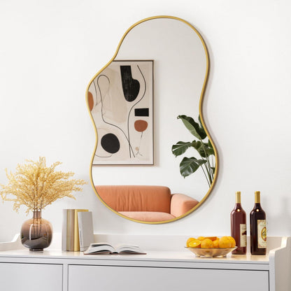 Asymmetrischer Wandspiegel Gold 60x90cm - Dekorativer Raumspiegel
