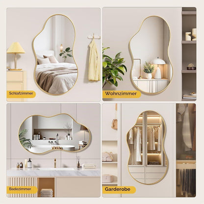 Asymmetrischer Wandspiegel Gold 60x90cm - Dekorativer Raumspiegel