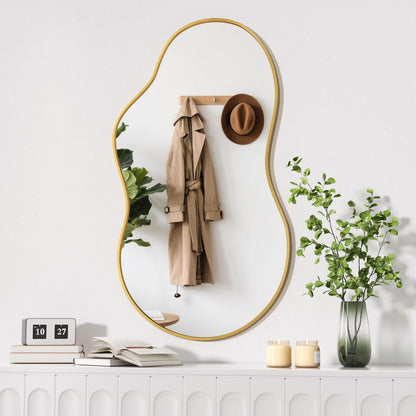 Asymmetrischer Wandspiegel Gold 50x90cm - Dekorativer Raumspiegel