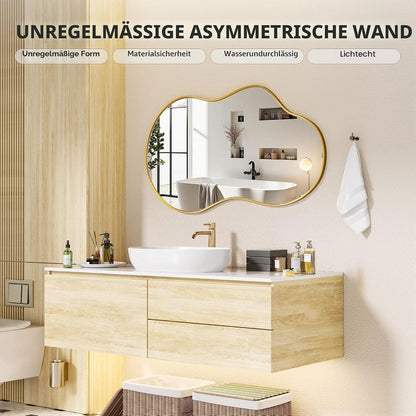Asymmetrischer Wandspiegel Gold 50x90cm - Dekorativer Raumspiegel